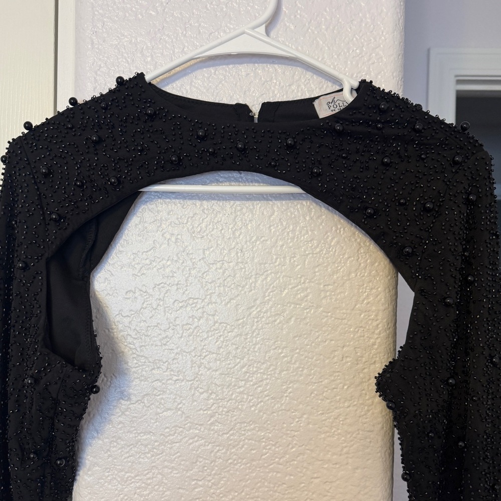 Oh Polly Black Beaded shawl top